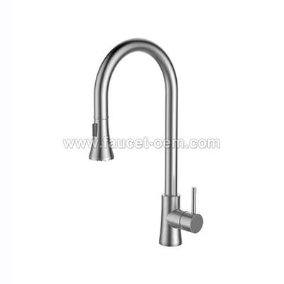 Single hole kitchen sink faucet pull down