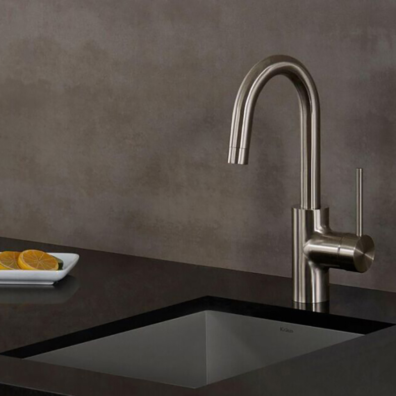 Single-Handle Brushed Stainless Steel Kitchen Faucet