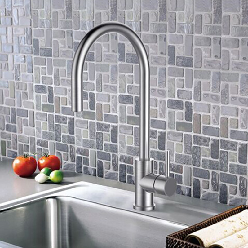 Cold water leedfree stainless steel gooseneck kitchen faucet
